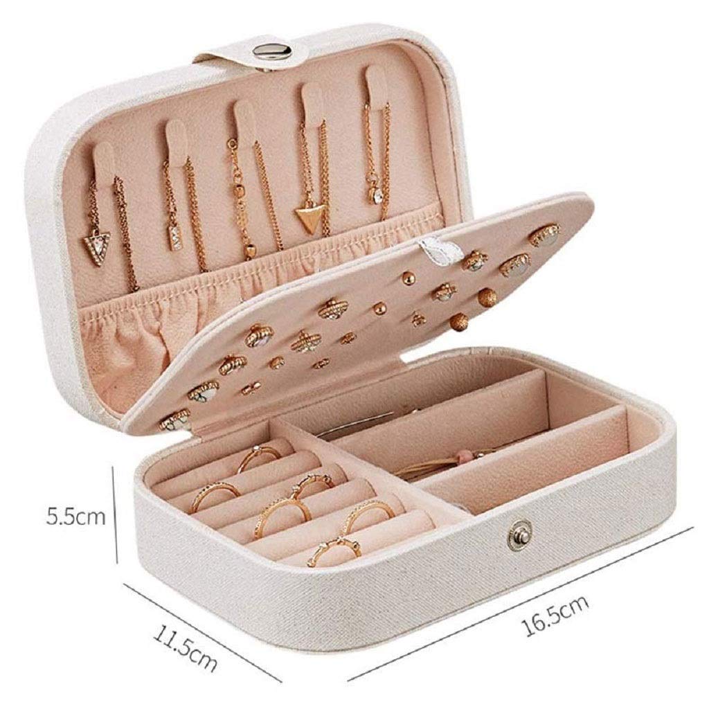 Organisateur de boîte à Bijoux, Petit étui de Rangement de Bijoux de Voyage pour bagues, Boucles d'oreilles, Colliers, Bracelets, boîte-Cadeau de Bijoux (Roze)