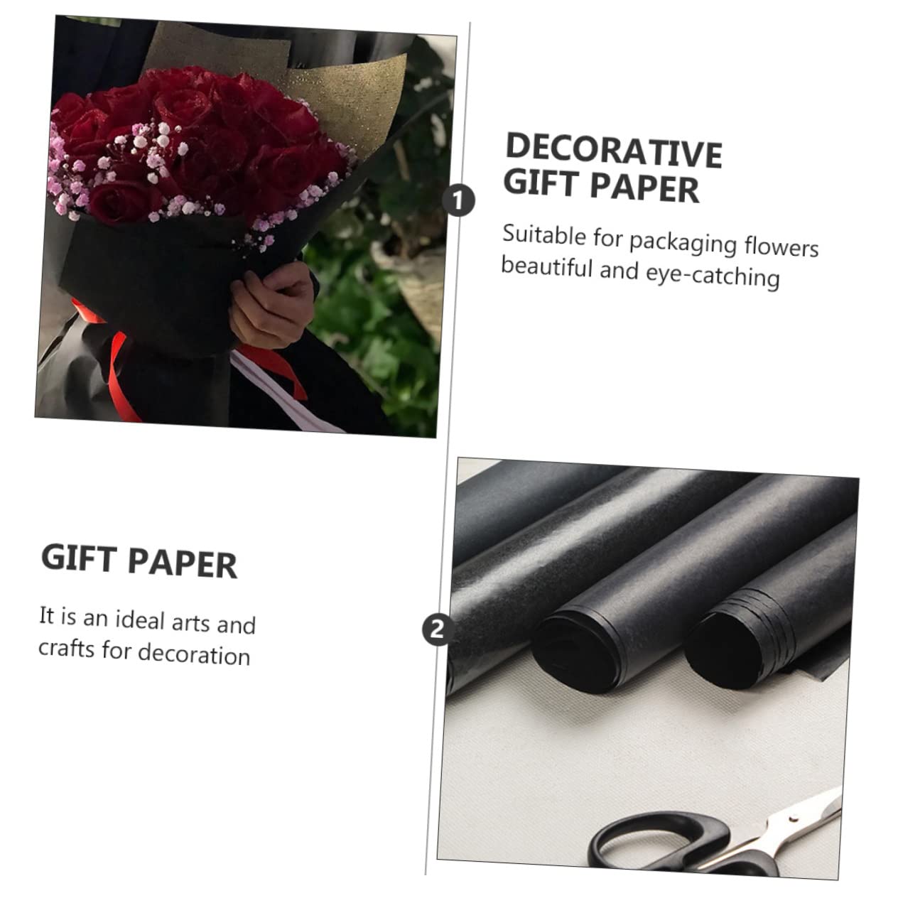 Operitacx Kraftpapierrolle Schwarz Für Blumensträuße Geschenkpapierrolle Aus Hochwertigem Papier Blumenverpackungspapier Dekorativ