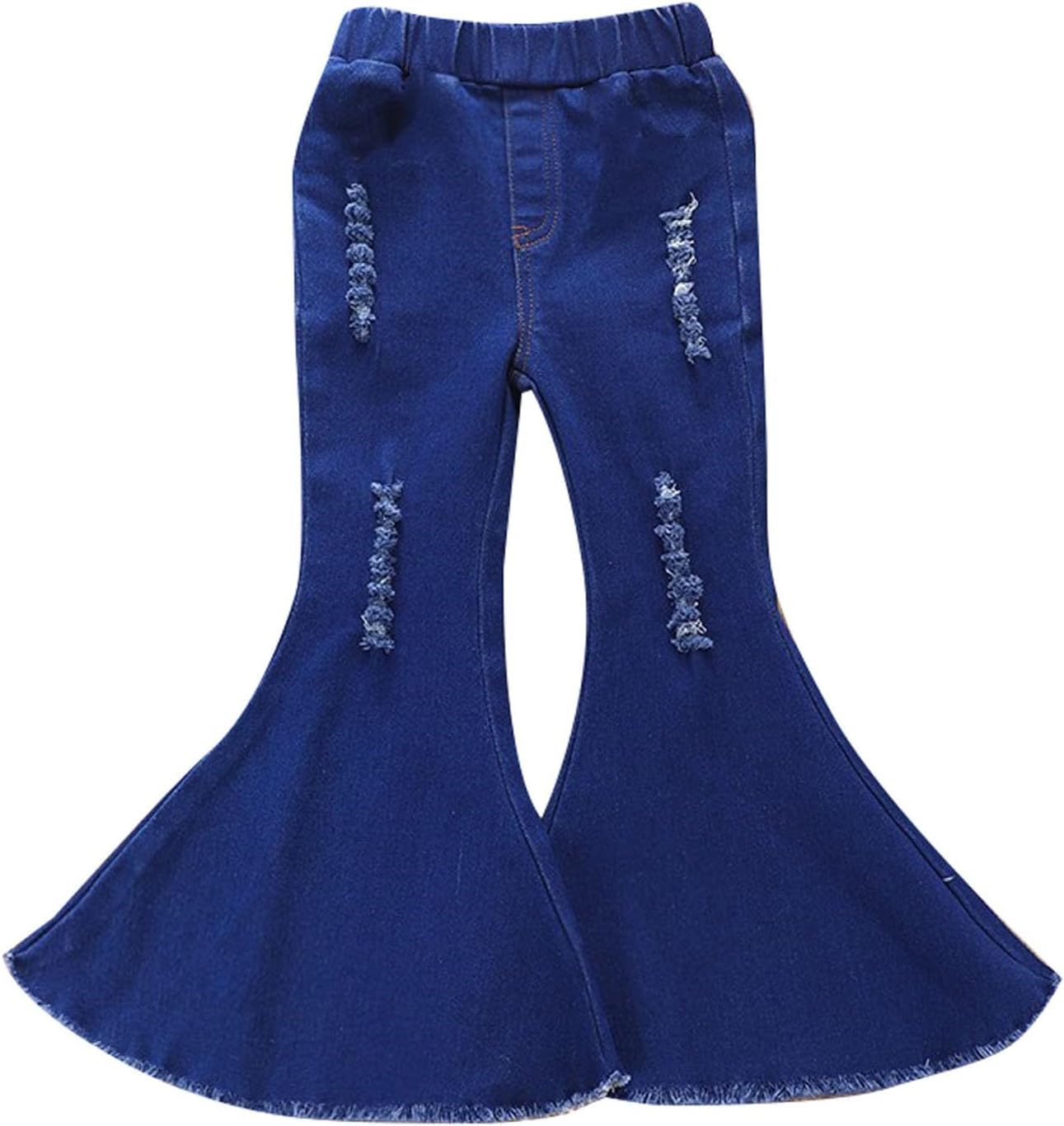 Baby-Girls Flare Jeans Toddler Little Girl Ruffle Ripped Jeans Bell Bottom Pants Denim Leggings Fall Outfit Baby Girl