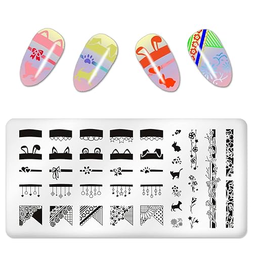 Miniatura 7 de SILPECWEE Juego de sellos de uñas de mariposa, diseño de lazo, diseño de lazo, plantilla de bricolaje, accesorios de manicura, 6 uds