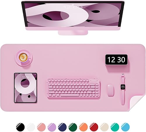 Miniatura 20 de Alfombrilla de escritorio, 60 x 35 cm, de piel sintética, antideslizante, alfombrilla grande para mouse para escritorio, impermeable, almohadilla de