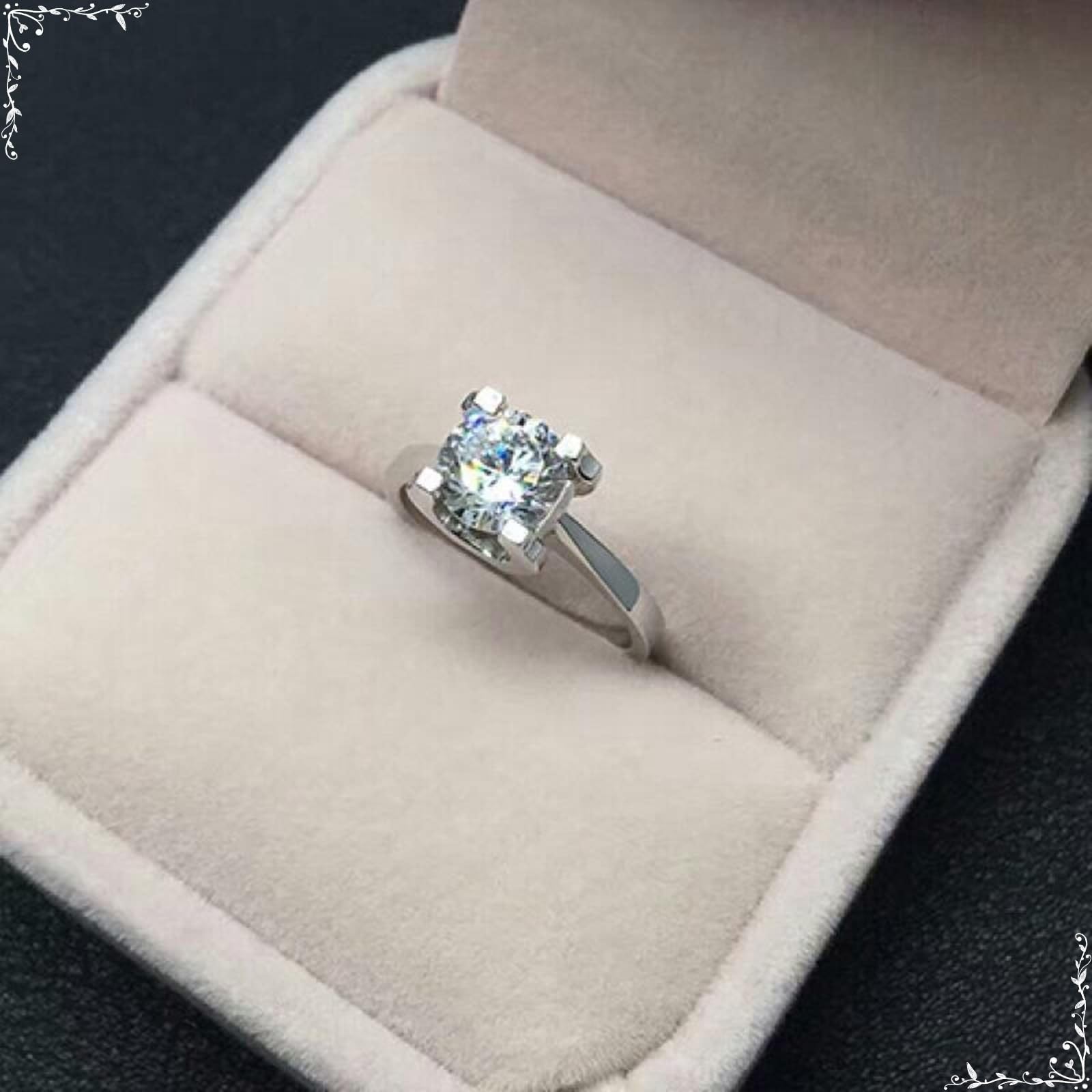 Anelli in oro bianco 14 carati moissanite bianco, anelli da donna quattro artigli