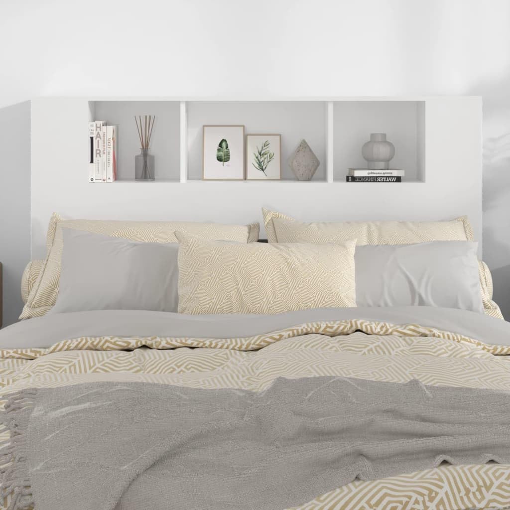 Tino Tech Cabecero Cama Madera 140x18,5x104,5 cm Madera Contrachapada Blanco Cabecero con Almacenaje Cabecero Mueble Cabeceros De Madera Armario Cabeceros Bonitoss para Dormitorio