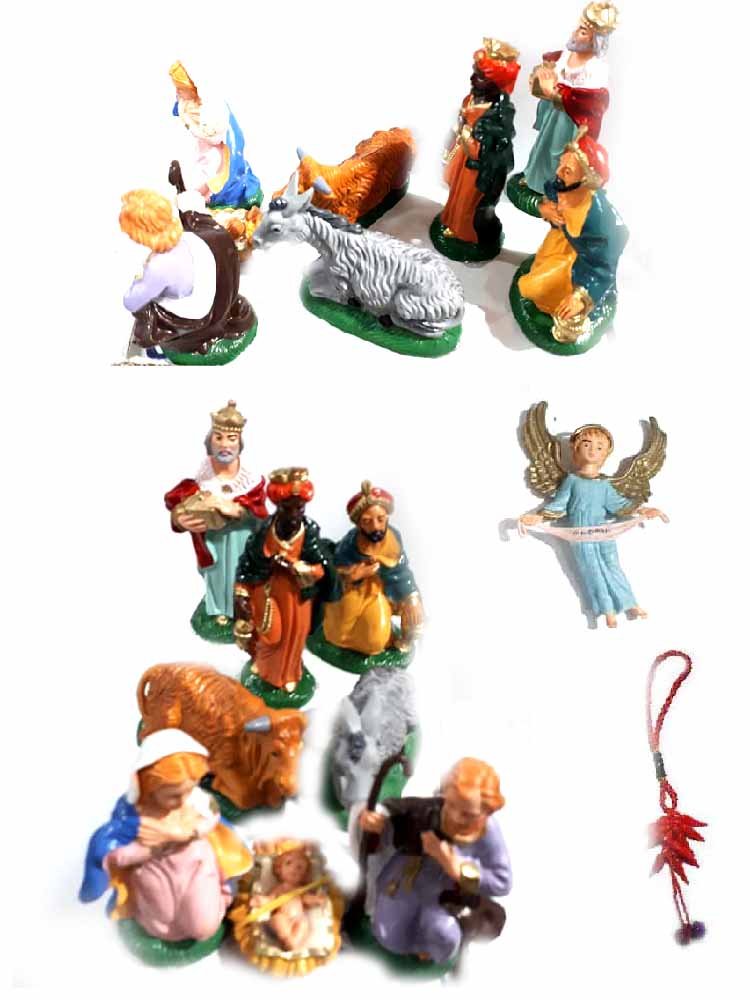 Generico Ricevi 9 Pastori In PLASTICA Alti 7 Cm Nativita Maria Giuseppe Gesu Asino Bue Re Magi Angelo Euromarchi Per Presepe S Gregorio Armeno Un Portachiavi Corni Shepherds Crib