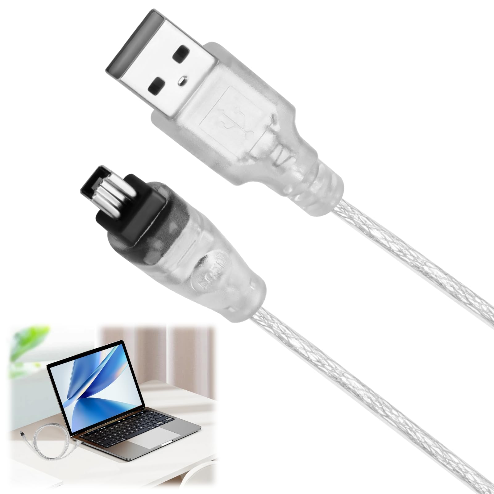 Cavo da Firewire IEEE 1394 a USB, Cavo Adattatore Firewire IEEE 1394 a USB per Sony DCR-TRV75E DV, Compatibile con iLink, Cable Firewire Mini dv Usb, Cavo USB a 1394 4 pin iLink 1.5 m