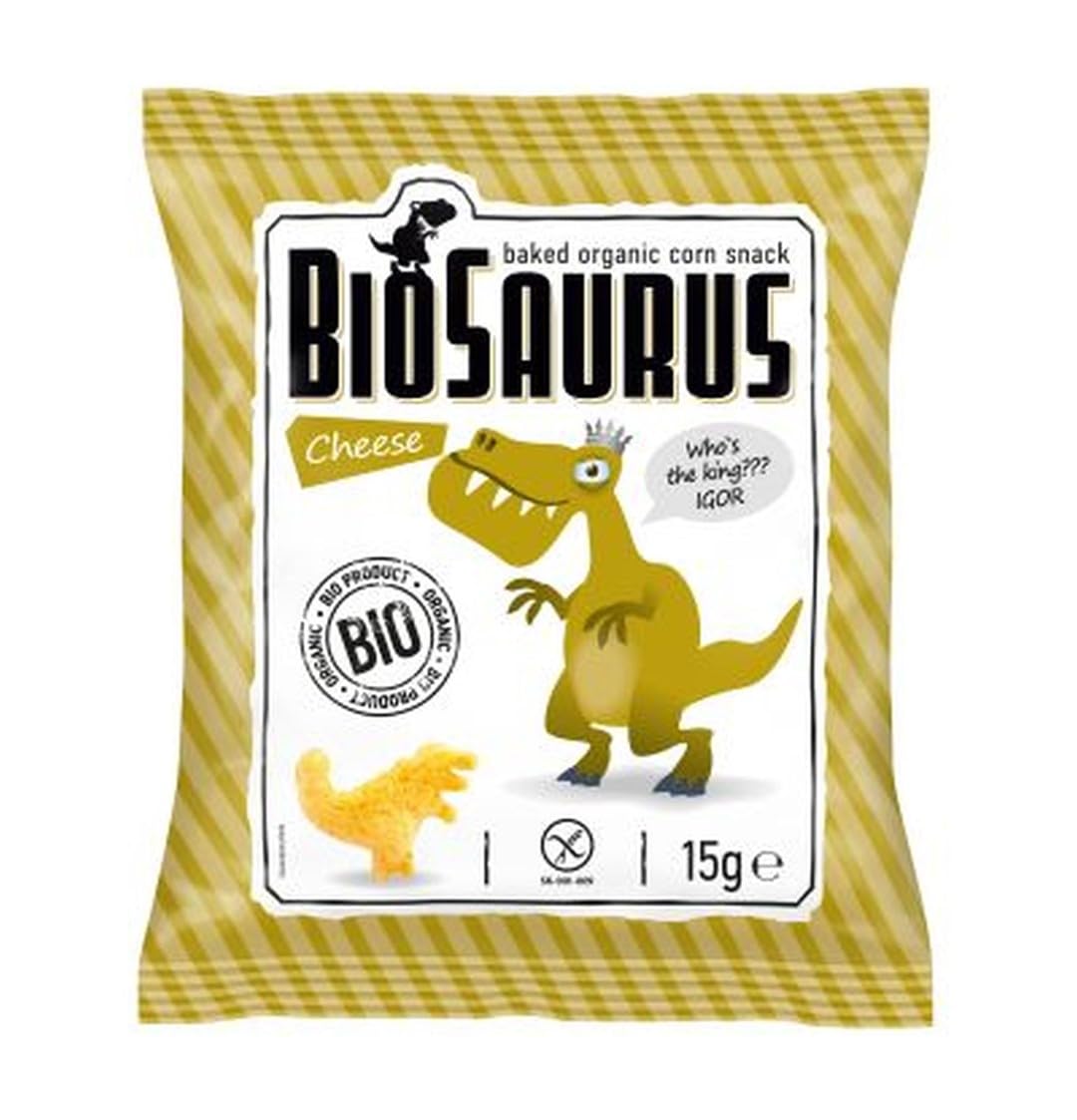 Patatine di mais Dinosauri al gusto di formaggio senza glutine BIO 15 g BioSaurus