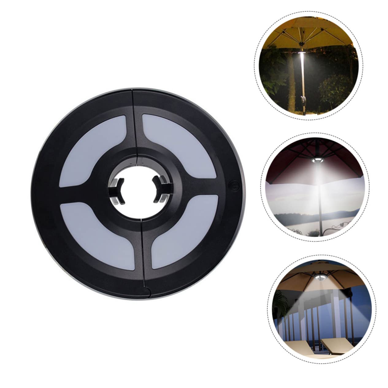 LED Camping Schirmlampe für Sonnenschirme, ABS, Schwarz, Außenbeleuchtung