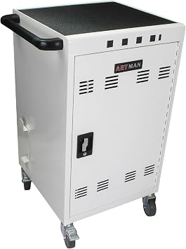 Mobile Charging Cart and Cabinet for Tablets Laptops 35-Device (White, 35-Devices)