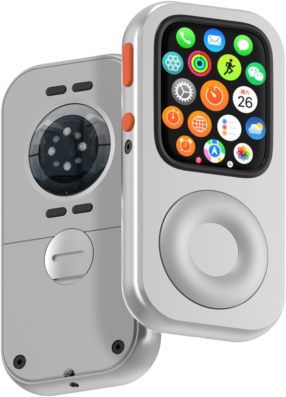 WGP RePod Aluminum Alloy Protective Case for Apple Watch Series 4/5/6/SE1/SE2, Retro iPod Style Guard with Click Wheel Design (44mm,Silver)