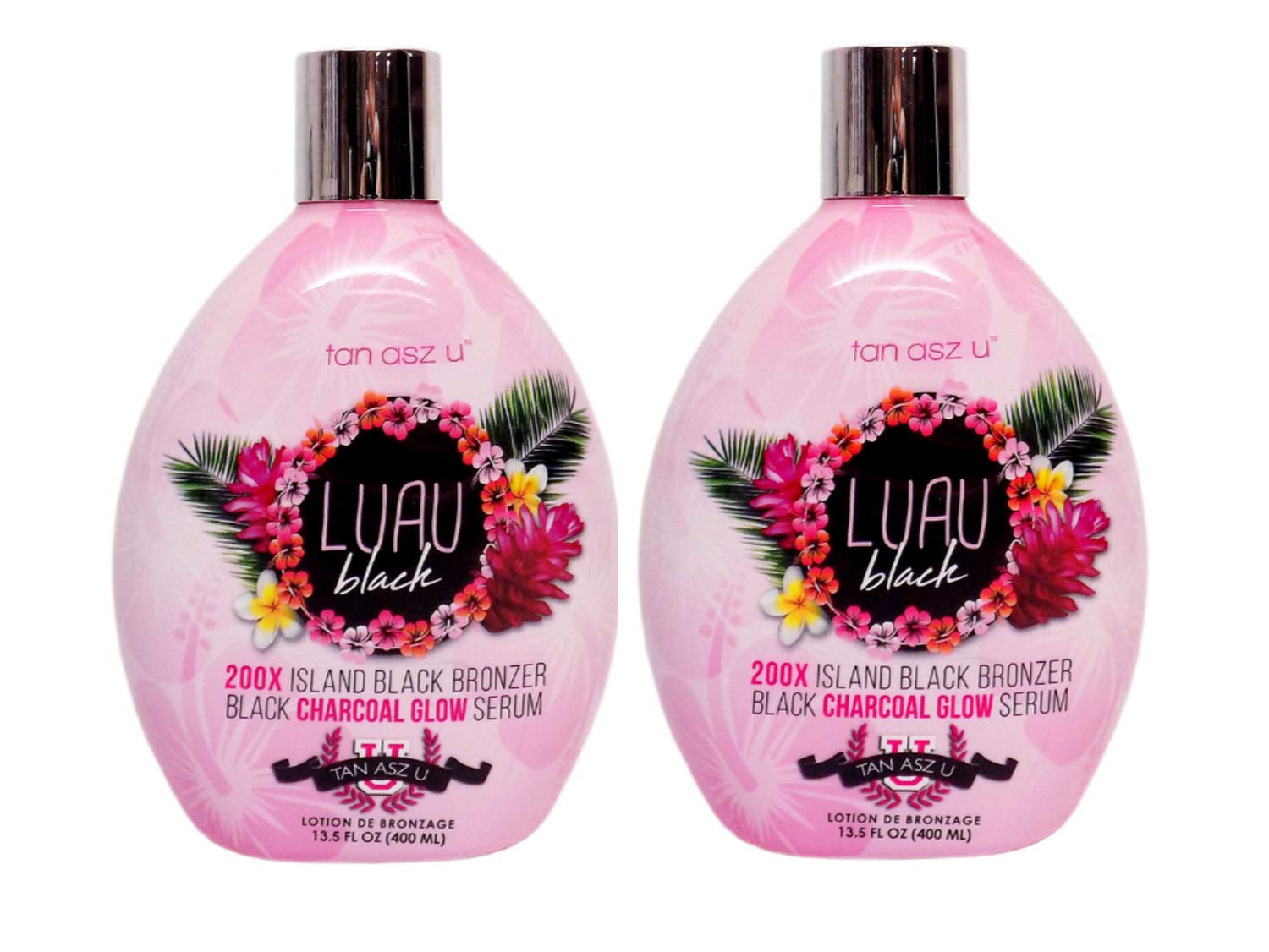 2-PACK Tan Asz U Luau Black 200X Island Black Bronzer Tanning Lotion – Ultra Dark Tanning Accelerator with Skin Hydrating & Smoothing Blend, 13.5 oz Bottles Each