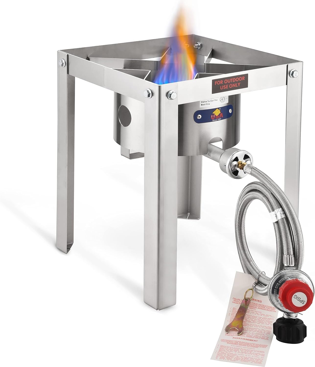 ARC Propane Burner 55,000BTU Stainless Steel Gas Camping Stove for Outdoor Cooking Camping, Turkey Fry, Crawfish Boil, Homebrewing