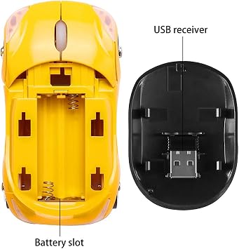 elec Space Wireless Mouse, 2.4GHz Car Shaped Wireless Pink Mouse Cool 3D Ergonomic Optical Gaming Mice with USB Receiver for PC Laptop Computer Kids Girls Small Hands