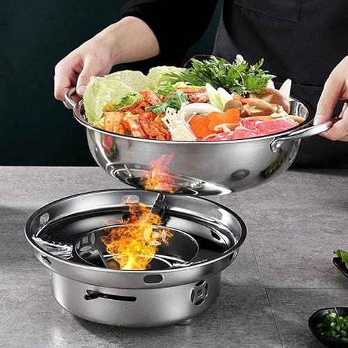 Spirituskocher 2-flammig, Spirituskocher Innenraum, Tragbare Spirituskocher Für Innenräume Mit Mandarinententopf, Rostfreier Stahl Campingkocher, Kein Strombedarf Geeignet Für Indoor Und Camping Cover