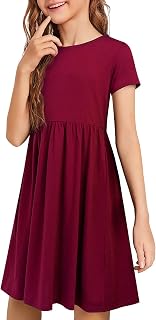 Girl's Loose Casual Holiday Midi Dress with Pockets 4-14 Years KC101