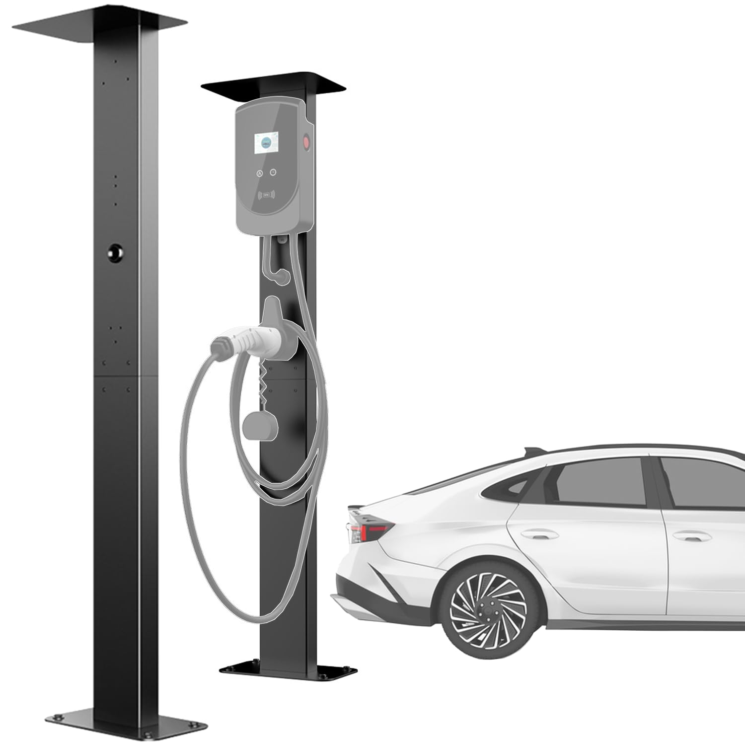 Supporto Universale per Wallbox, Colonna di Supporto Resistente alle Intemperie in Lega di Alluminio con Tetto, per Auto Elettriche (Escluse Le Stazioni di Ricarica)
