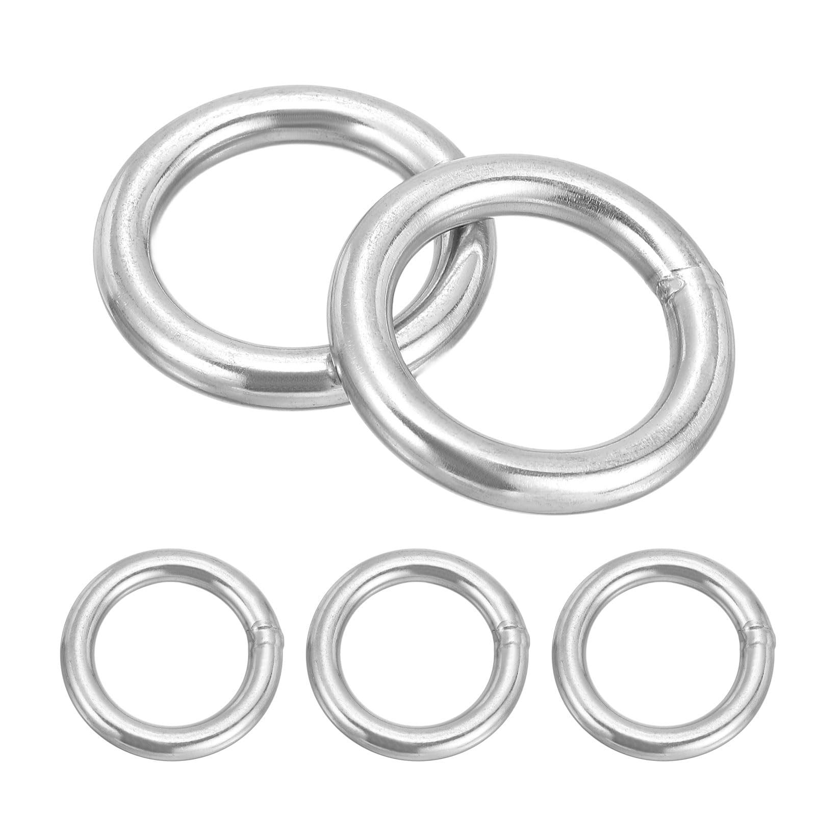 PATIKIL Metal O Rings, (50mmOD, 34mmID, 8mmThick)(5Pcs), 304 Stainless Steel Heavy Duty Round Ring Buckles, Suit for Macrame/DIY Craft/Hardware/Keychain/Belt/Dog Leash