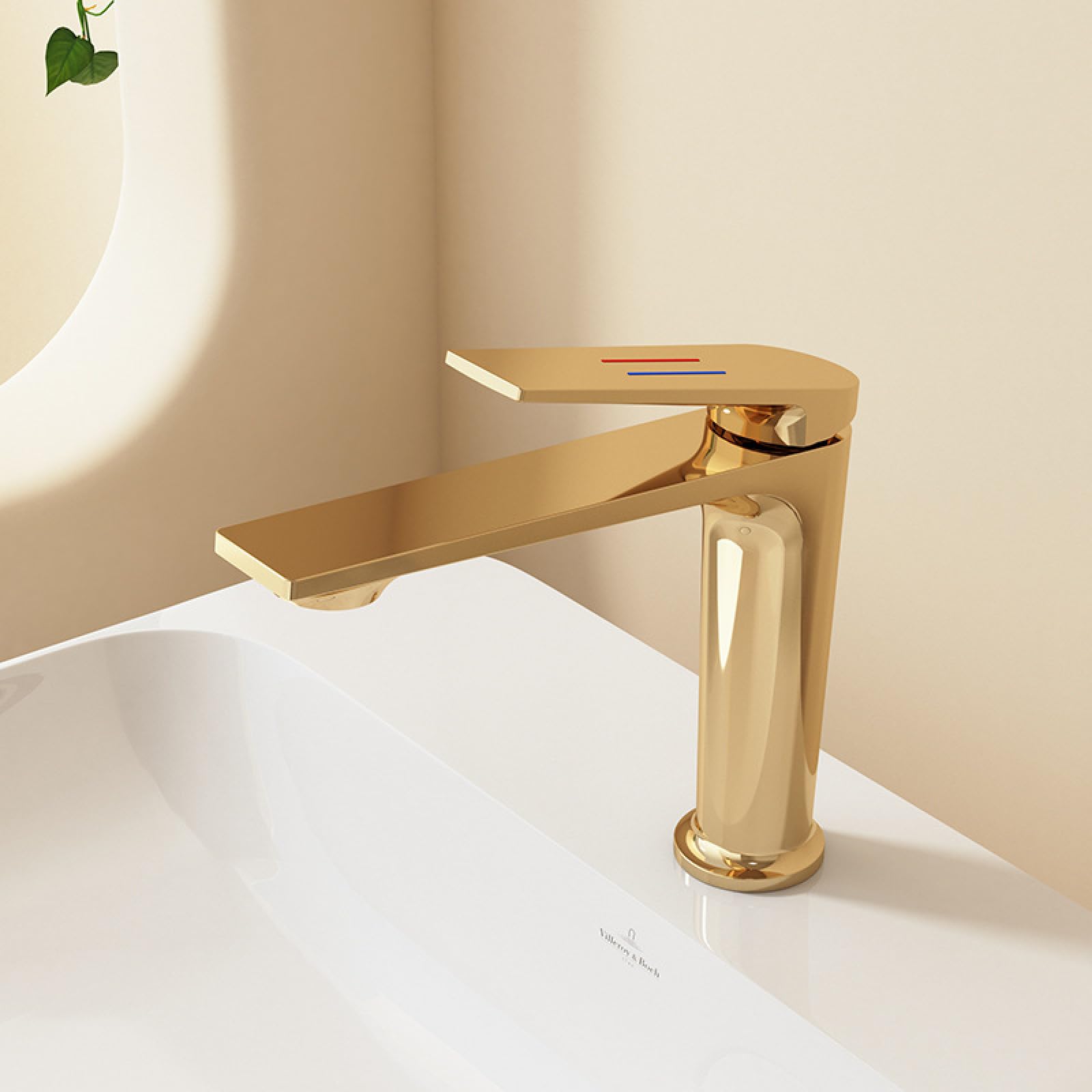 Fanjubei String Gold Bathroom Copper Hot And Cold Basin Faucet, Brushed Gold