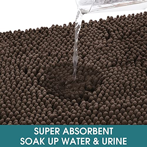 Homeideas Chenille Pet Bed Mat For Crate, Absorbent Dog Rug, Soft Durable Dog Mat For Paws, Non Slip Front Doormat Door Rug, Machine Washable Indoor Entry Rug, Brown, 36"X60" #TOP2