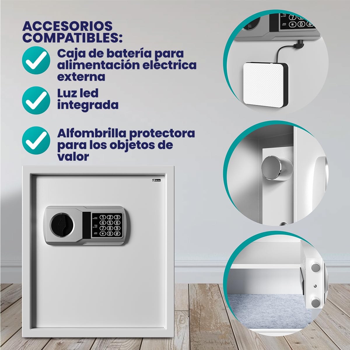 Deuba Caja Fuerte de Seguridad Electronica 35x40x40cm Cerradura de Combinación Pared Suelo Luz Interior Plata