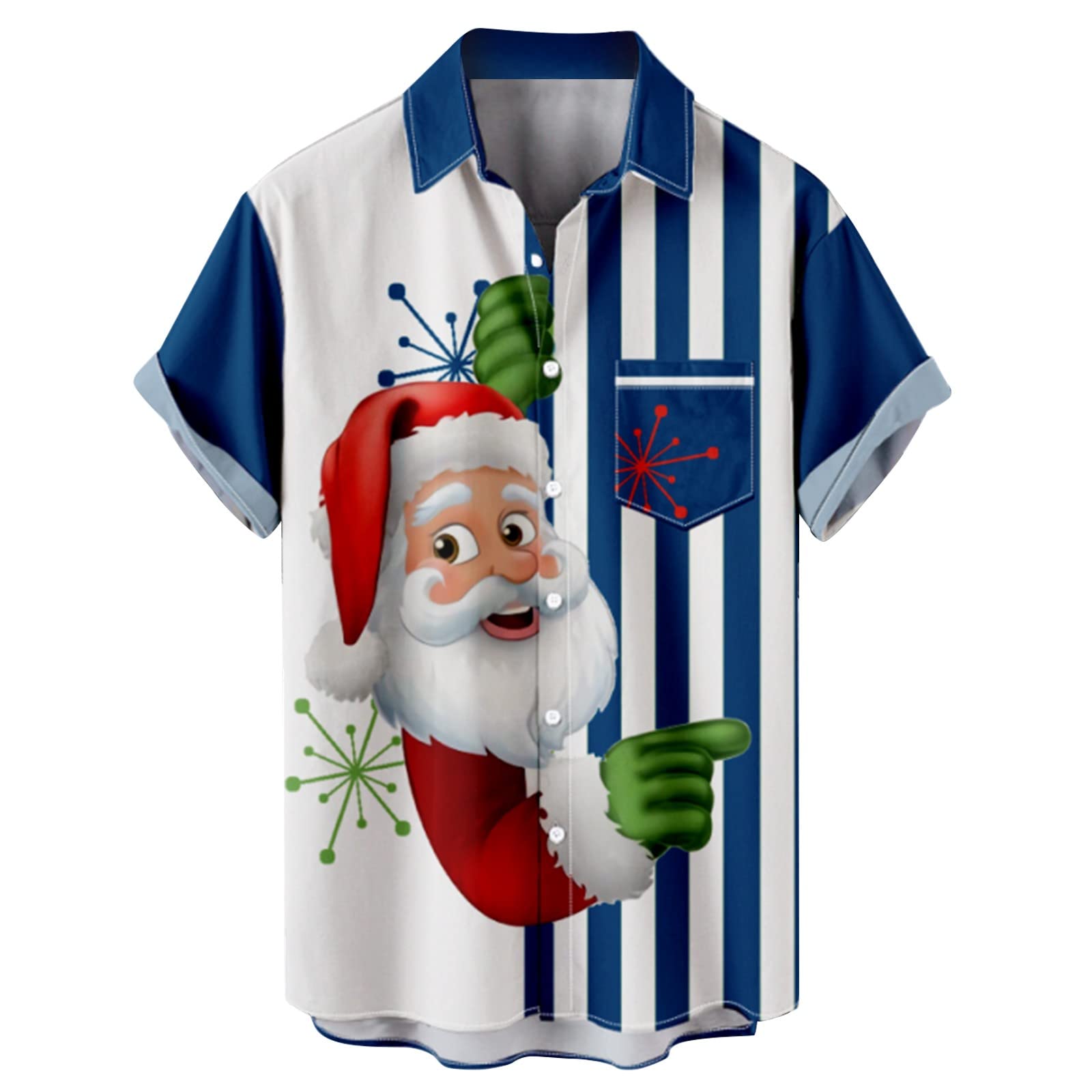 GenericBlack Blue Shirt Men's Printed Christmas Shirts for Men, Short Sleeve Button Down Beach Shirt for Men Black Shirt Men Non Iron