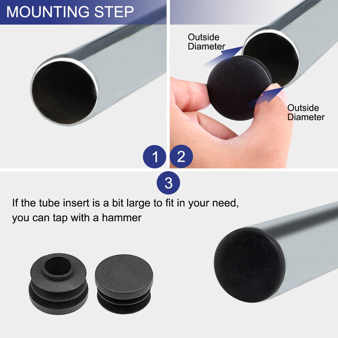 uxcell Plastic Plug End Caps 20mm Round Furniture Table Chair Legs 10Pcs — view 5