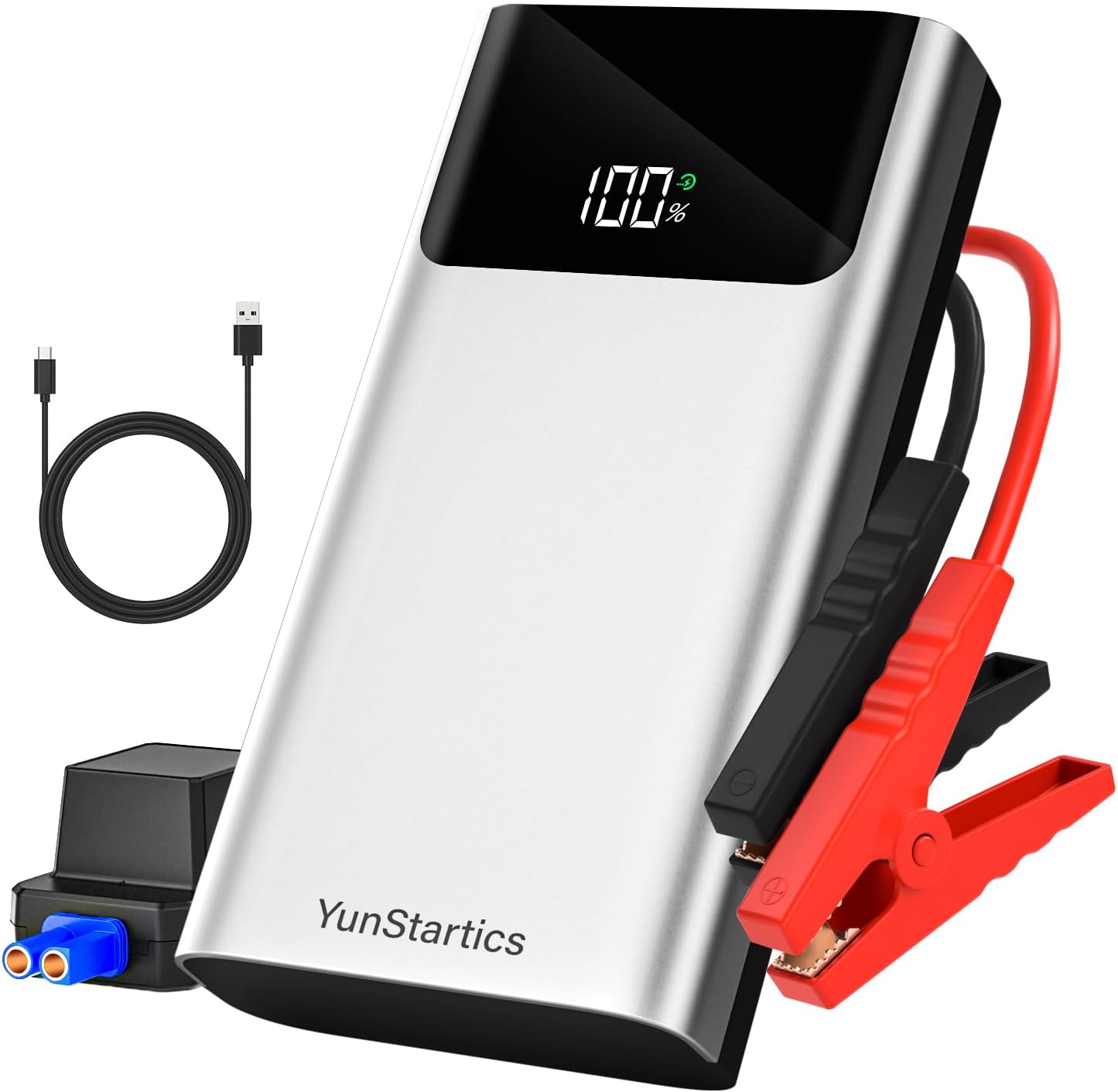 Car Battery Jump Starter, 2000A Jump Pack for Up to 8.0L Gas and 7.5L Diesel, 12V Jump Box Battery Booster with Smart Jumper Cables, 3 Modes Lighting and LCD Display