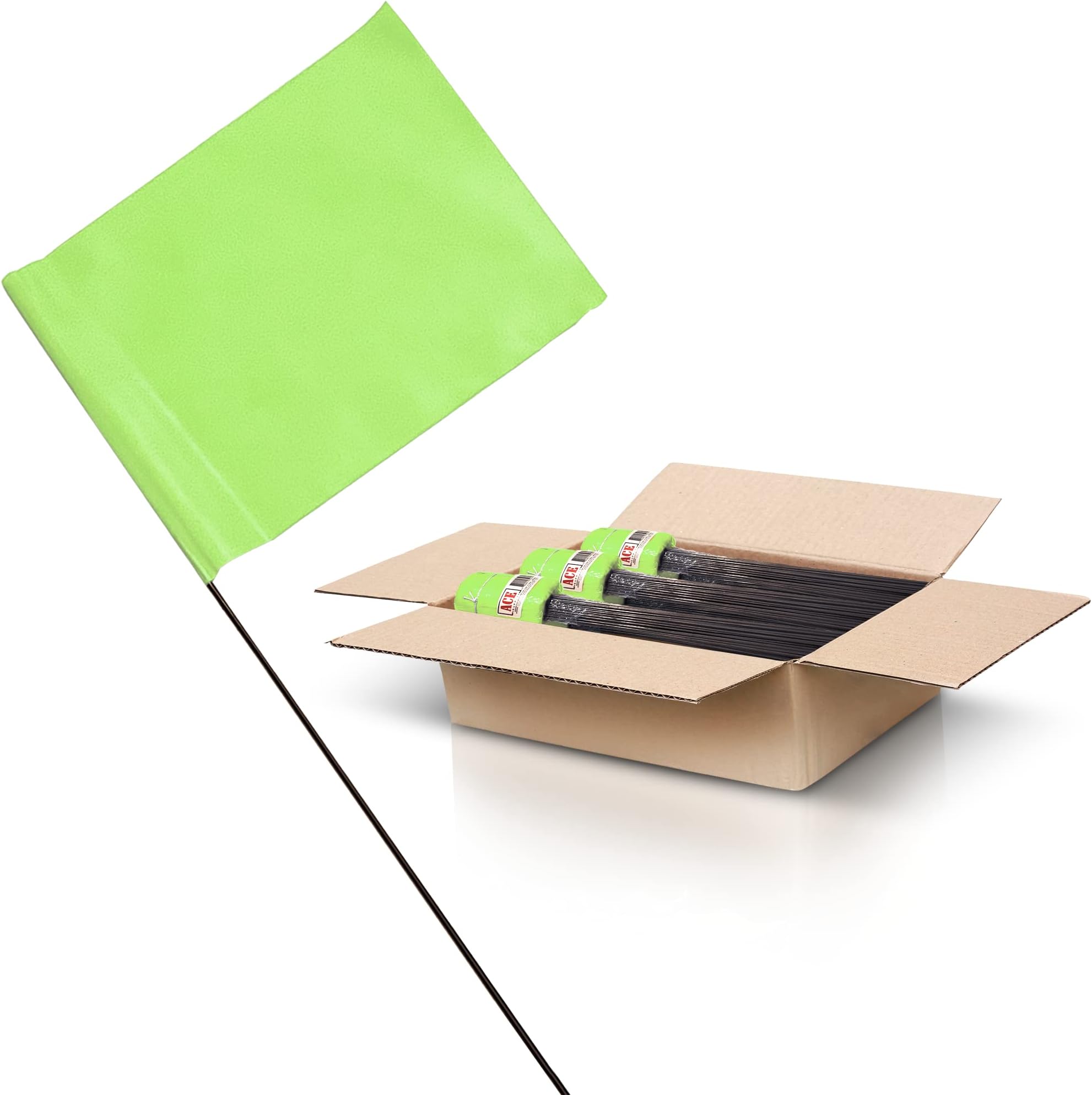Fluorescent Lime Marking Flags 1000 Pack - 4x5x15 Inch Marker Flags for Outside - Markers For Lawn, Irrigation, Landscaping, Survey & Sprinkler Head Marking