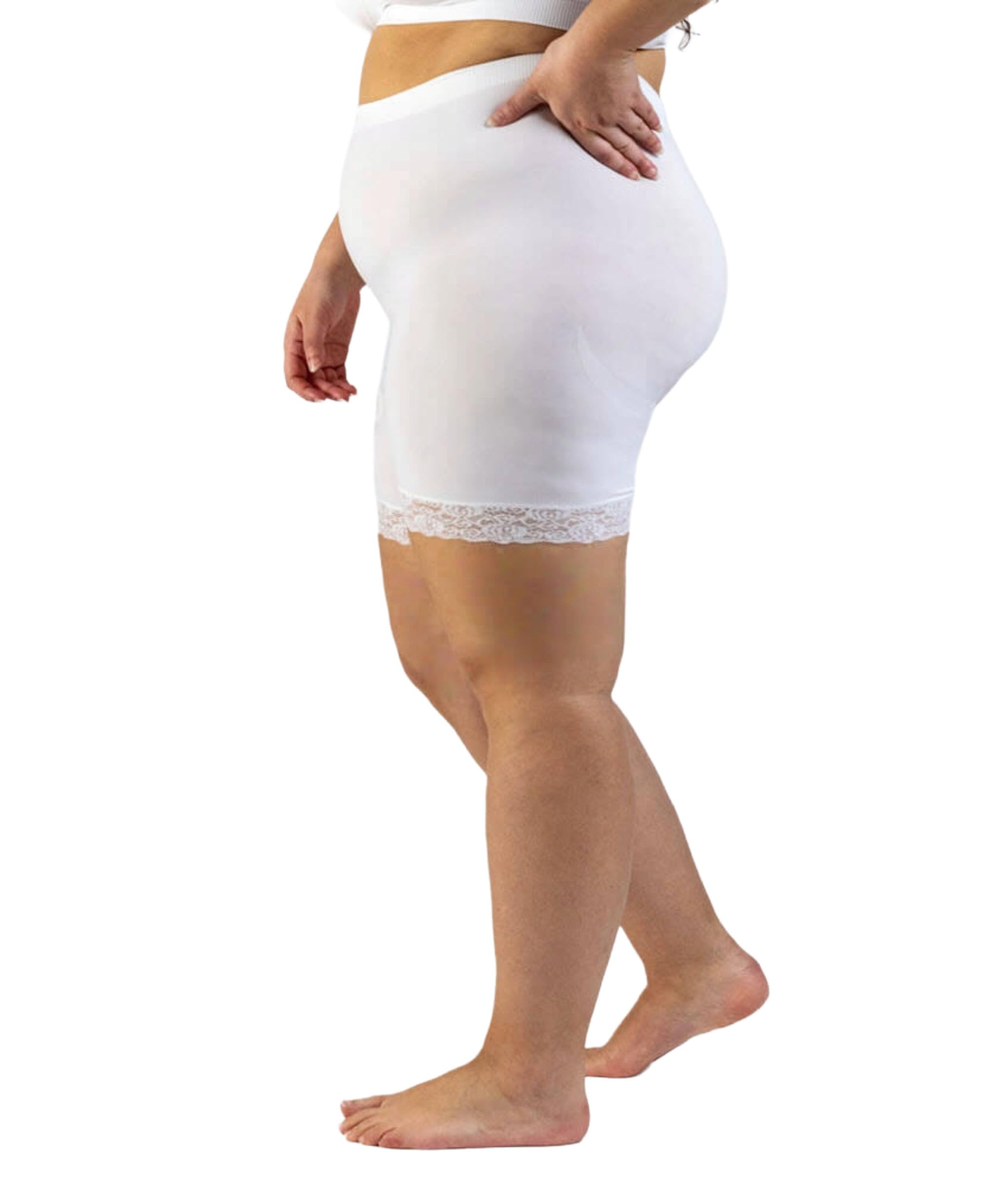 Plumpy Pantaloncino antisfregamento Donna, Pantaloncino Curvy, Taglie Forti Donna, Corto, Non stringe,con Bordi in Pizzo, Vita Fino a 142 cm, Made in Italy
