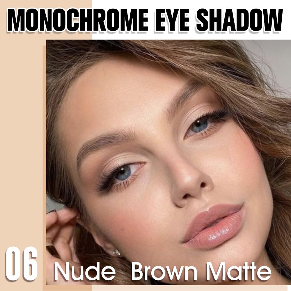 Light Nude Single Matte Eyeshadows Makeup, Neutral Powde Eye Shadow for Women, Skin Singles Matte Eyeshadow Palette Pigmented Waterproof, sombras para ojos, Blendable, Girls Eyeshadow Gift 06