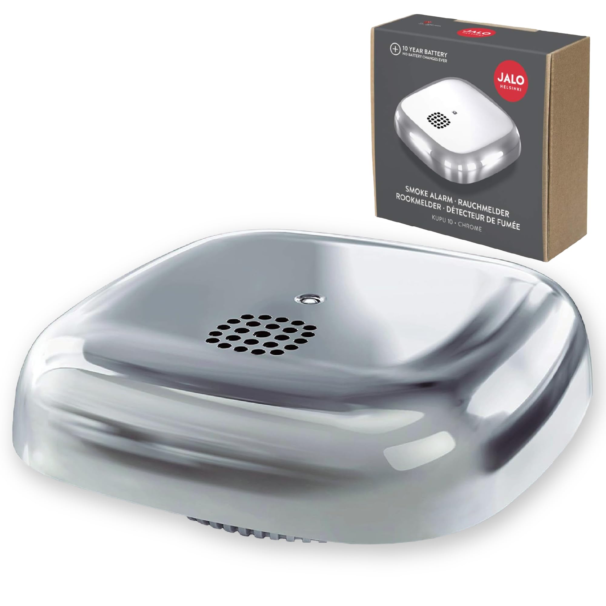 Kupu 10 fotoelektrycznym czujnikiem dymu - 10-letnią baterię litową - nagrodzany design - chrom