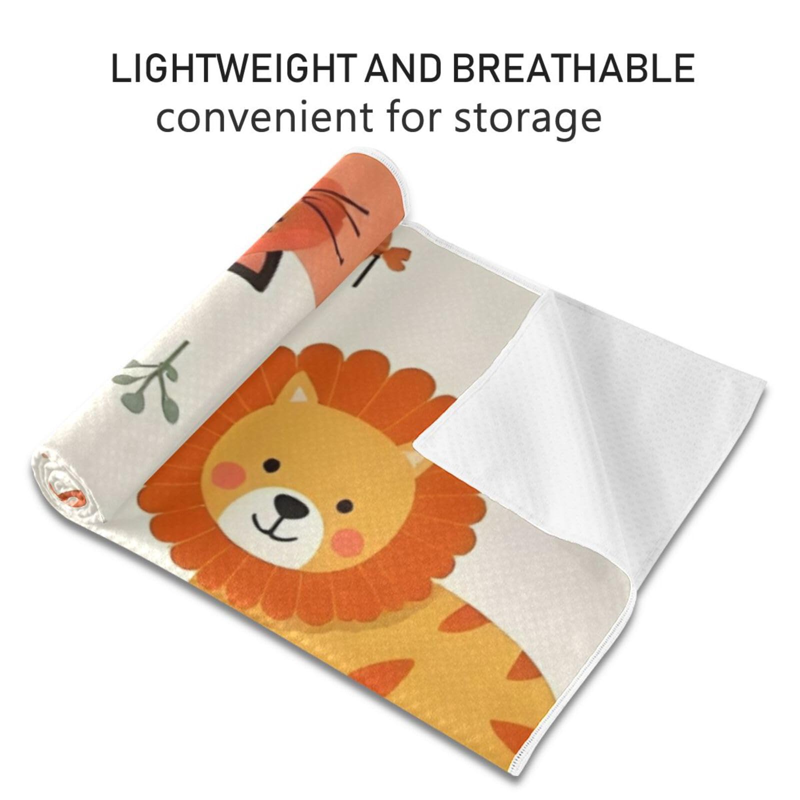 Hezely Non-Slip Hot Yoga Towel - Mat-Sized, Super-Absorbent Microfiber Sweat Towel for Gym, Bikram, Pilates and Yoga Mats,Cute Animal Print