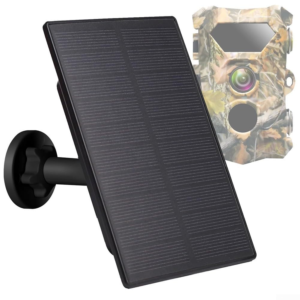 Pannello solare per fotocamere,Compatibile con doppia interfaccia 12V/1A 6V/2A,Batteria integrata da 5000 mAh IP66