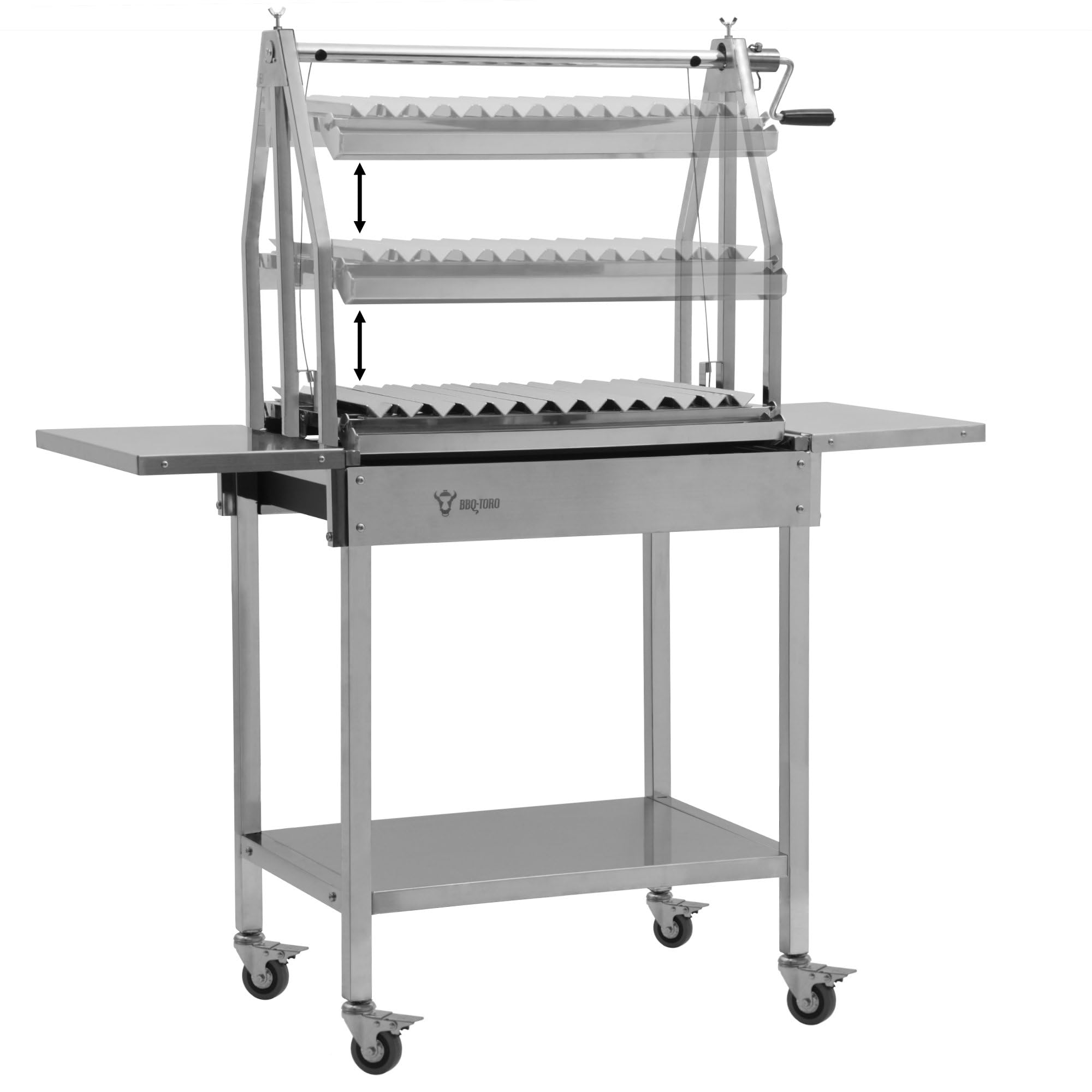 BBQ-Toro Barbecue a carbonella argentina con ripiani laterali, in acciaio inox, 119 x 45 x 135 cm
