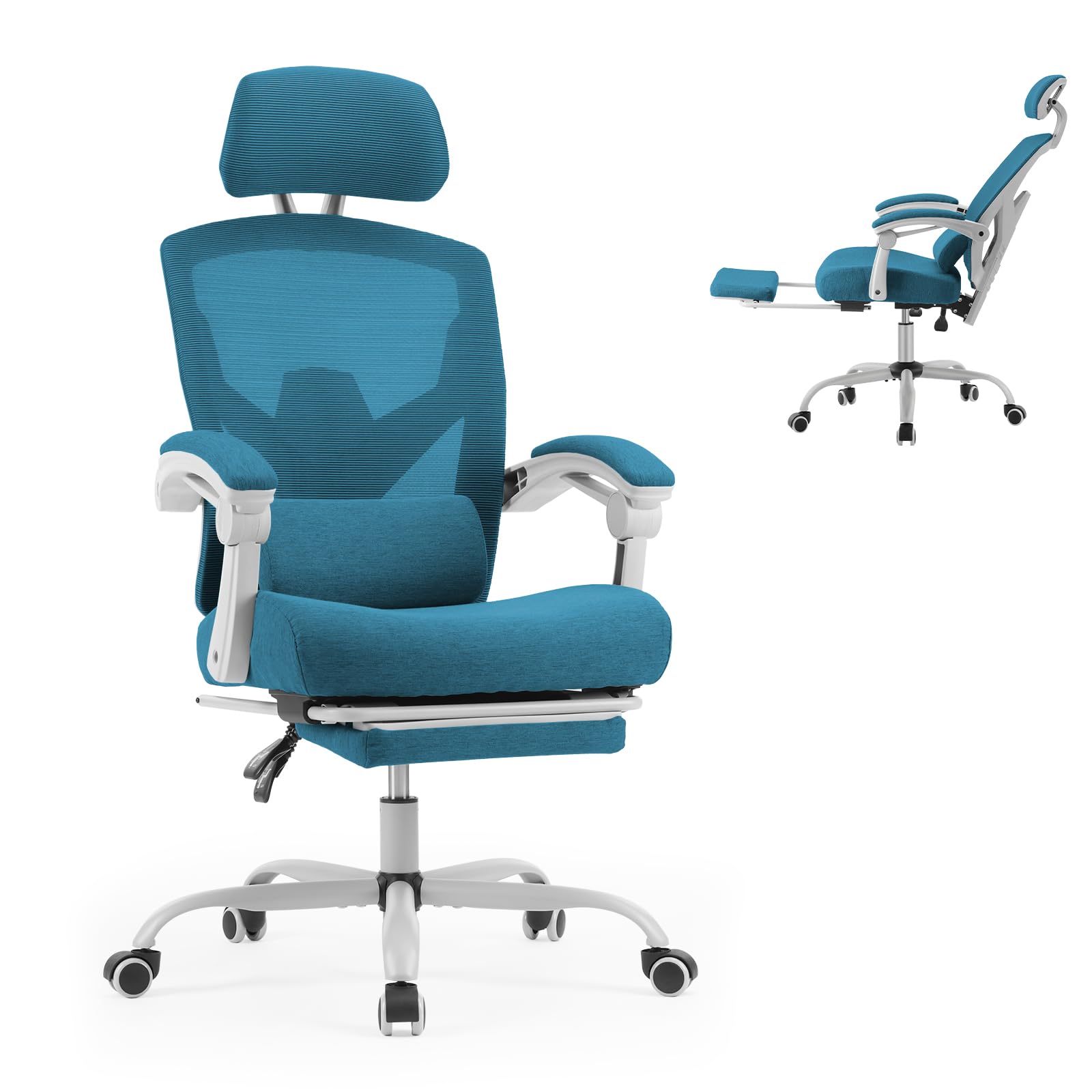 Sweetcrispy Office Computer Desk Chair Ergonomic High-Back Mesh Rolling Work Swivel Chairs with Wheels Comfortable Lumbar Support Comfy