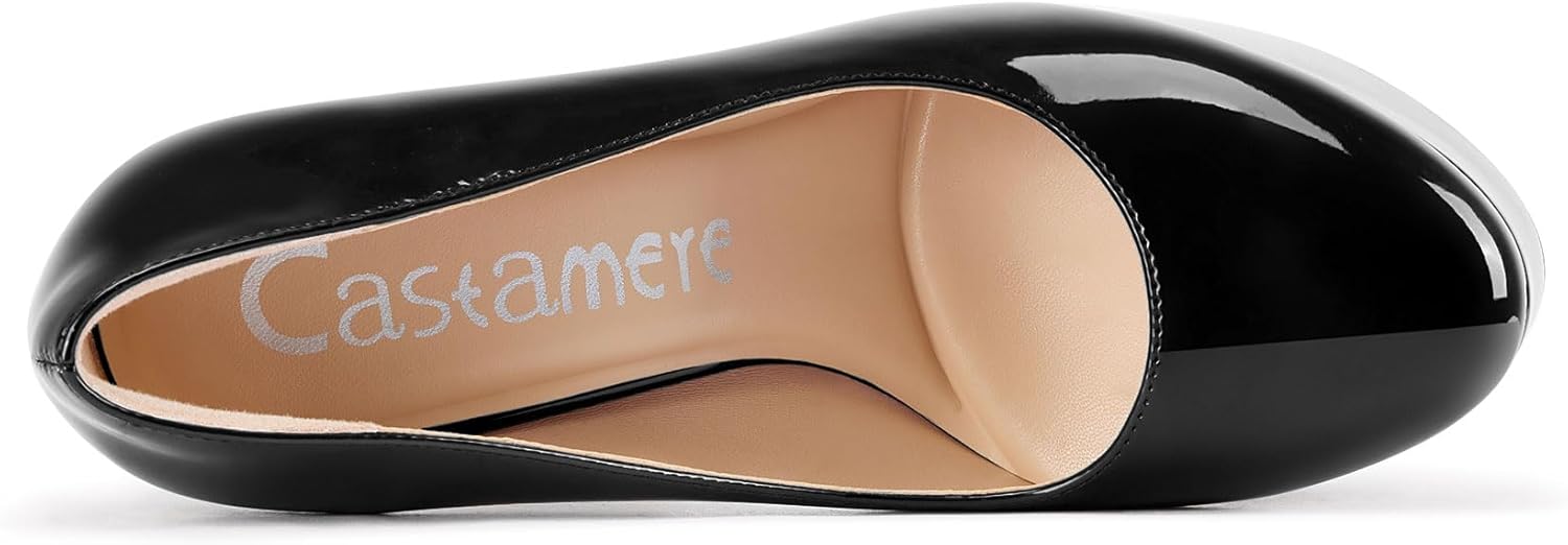 Castamere Womens Stiletto High Platform Heel Round Toe Pumps Slip-on Party Dress Patent Leather 5.9 Inches Heels Black 10 M US - Image 6