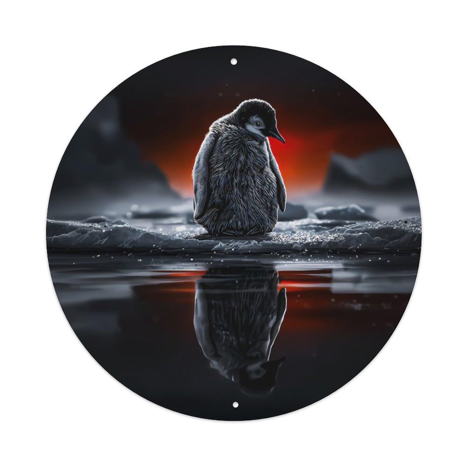 Marine Animals Emperor Penguin Chick Polar Reflection Quiet Solitude Vintage Metal Tin Sign Plaque Wall Decor for Cafe, Club Bar, Office, Garden Metal Poster 8x8Inch
