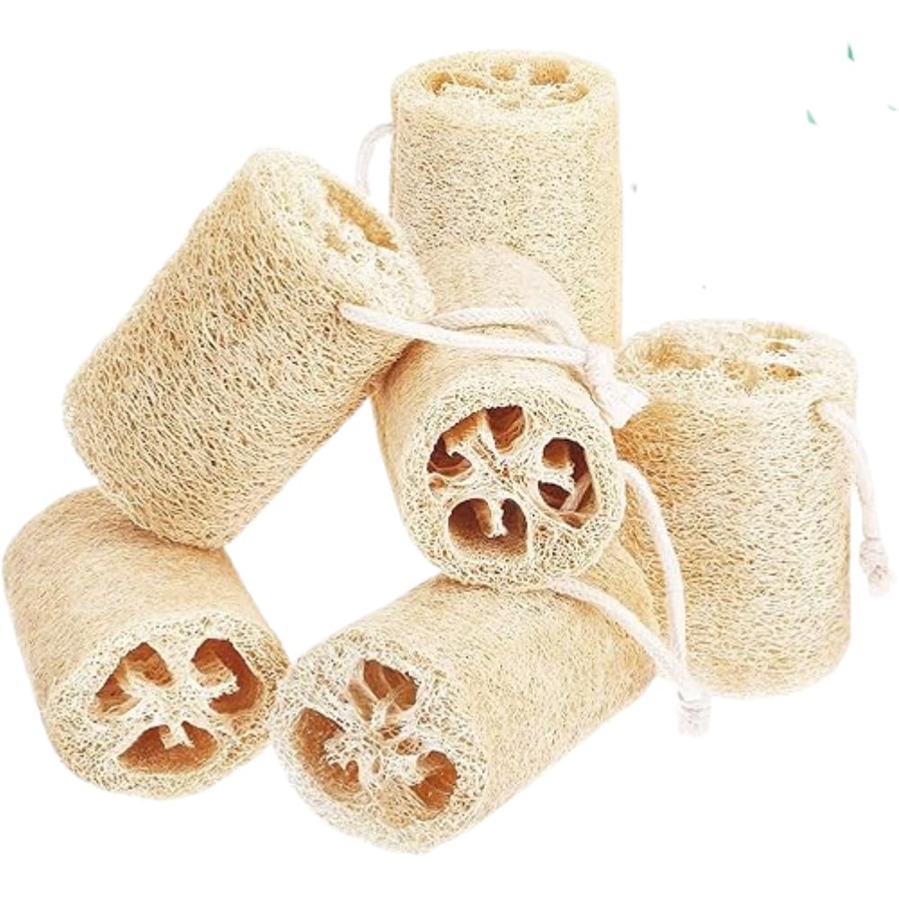 Egyptian Loofah Exfoliating Body Scrubber, Natural Real Egyptian Shower Loofah Sponge Body Scrubber for Women and Men, for Body and Face That Will Get You Clean - Eco-Friendly (6 Large Natural Loofah)