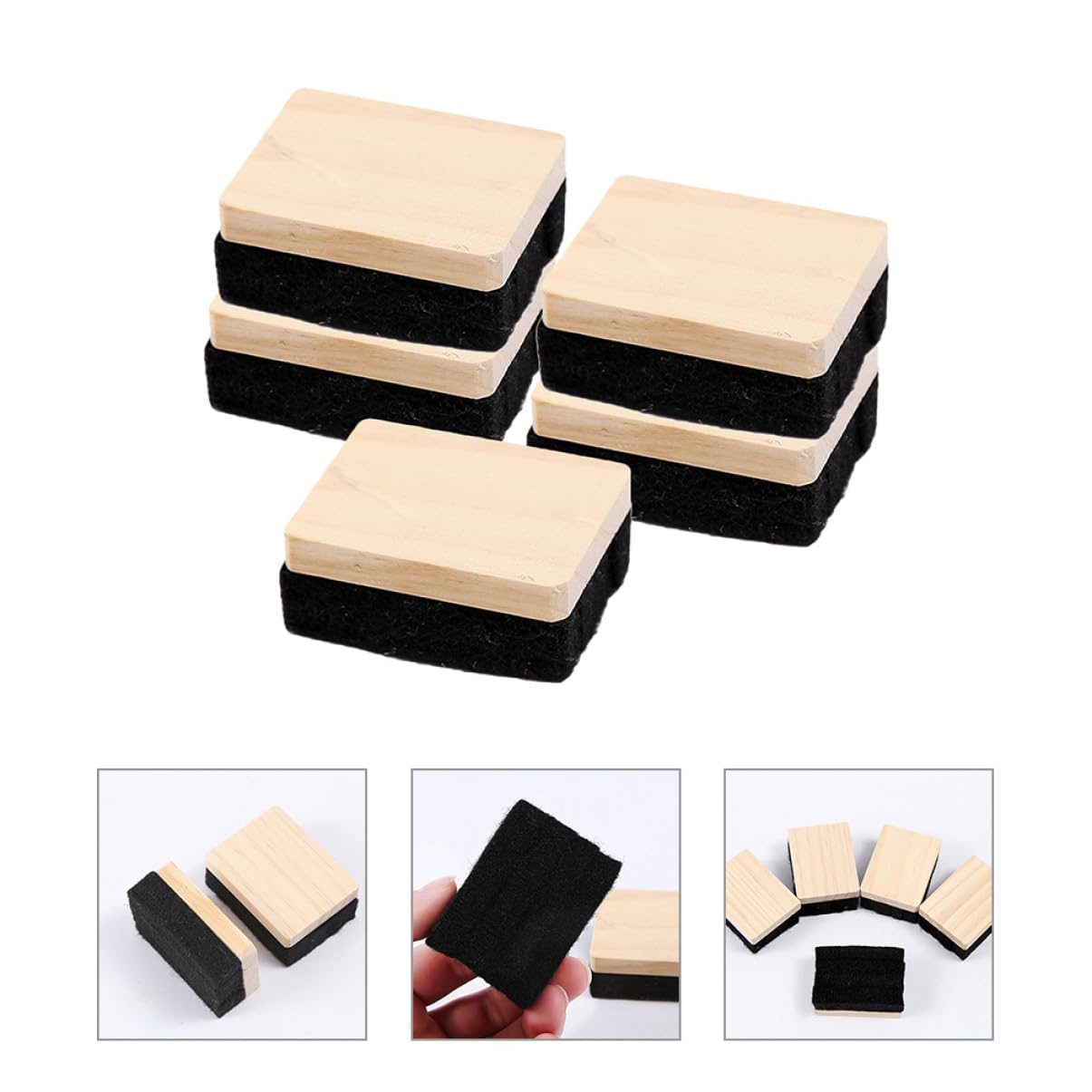 HOMSFOU 4 Sätze Tafelradierer Aus Holz Und Filz Effizienter Kreidewischer Für Whiteboard Und Tafel Sanfte Ohne Kratzer Für Klassenzimmer Und 5 Stücke * 4