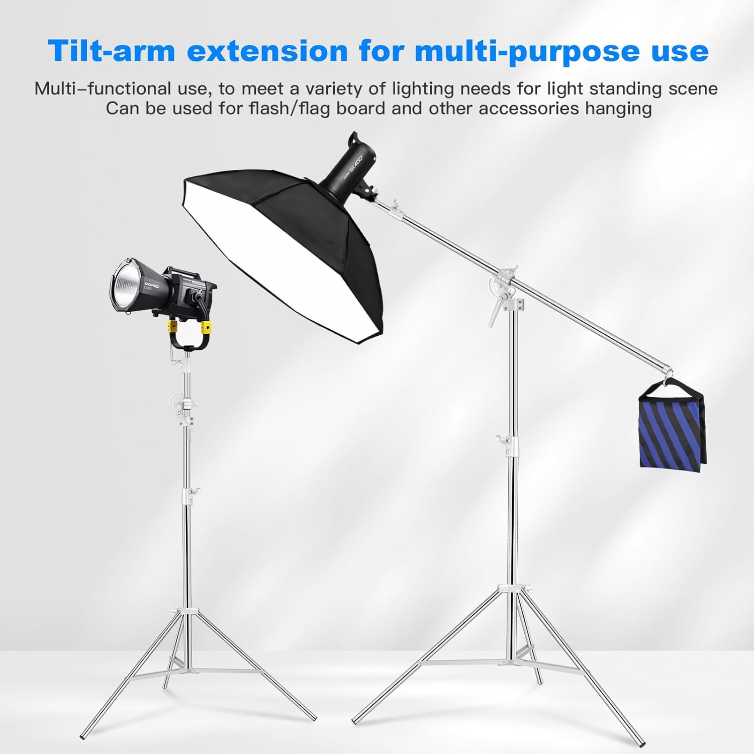 Soonpho 13.2ft/400cm Fotografía Soporte de luz Heavy Duty Soporte de Luz de Heavy Duty 207cm Boom Brazo y Saco de Arena,aleación de Heavy Duty Giratorio Soporte de luz para Softbox,reflectores,fotogra