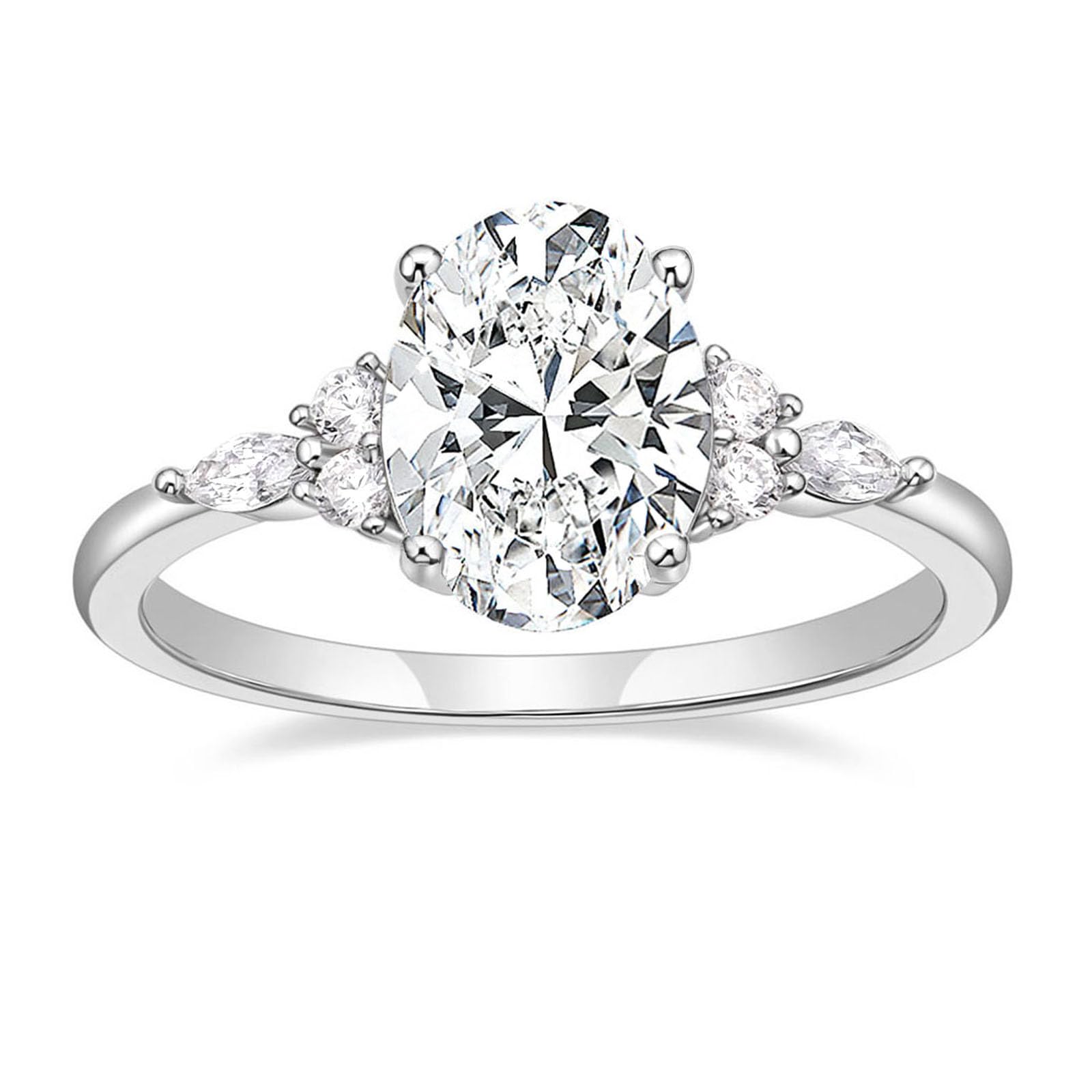 3CT Engagement Ring Oval Cut Cubic Zirconia Marquise Round CZ Eternity Wedding Band for Women Size 3-12