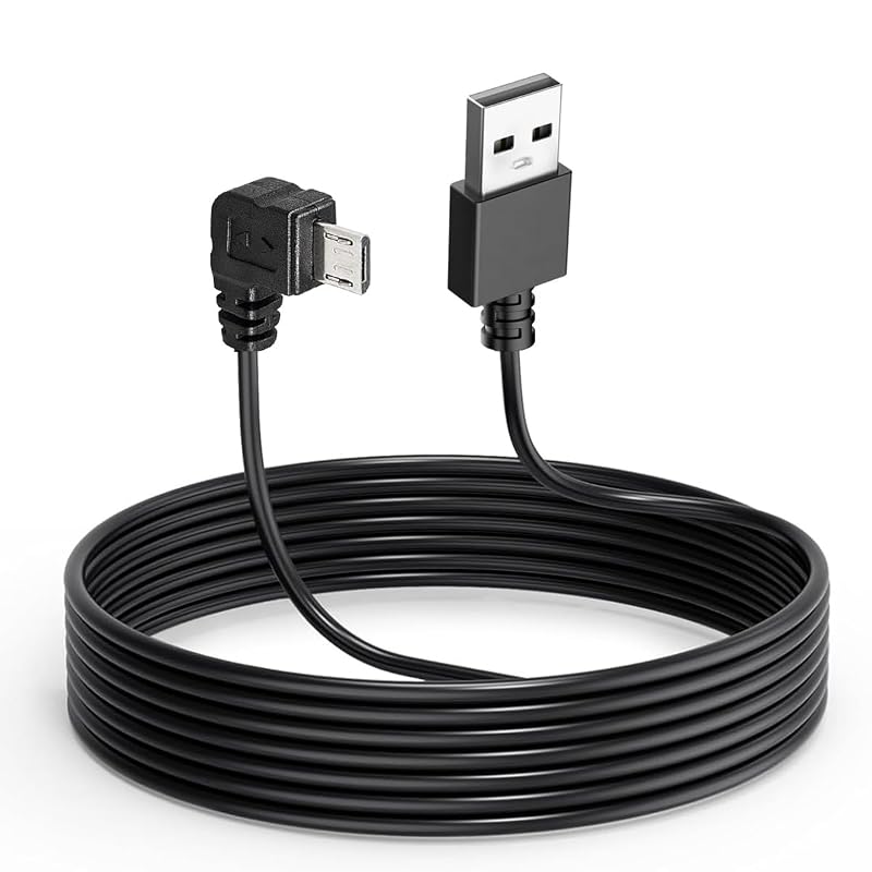 Cabo de alimentação USB para câmera veicular com conector Micro USB angular de 90° Gebildet, 3,51 m, E1658