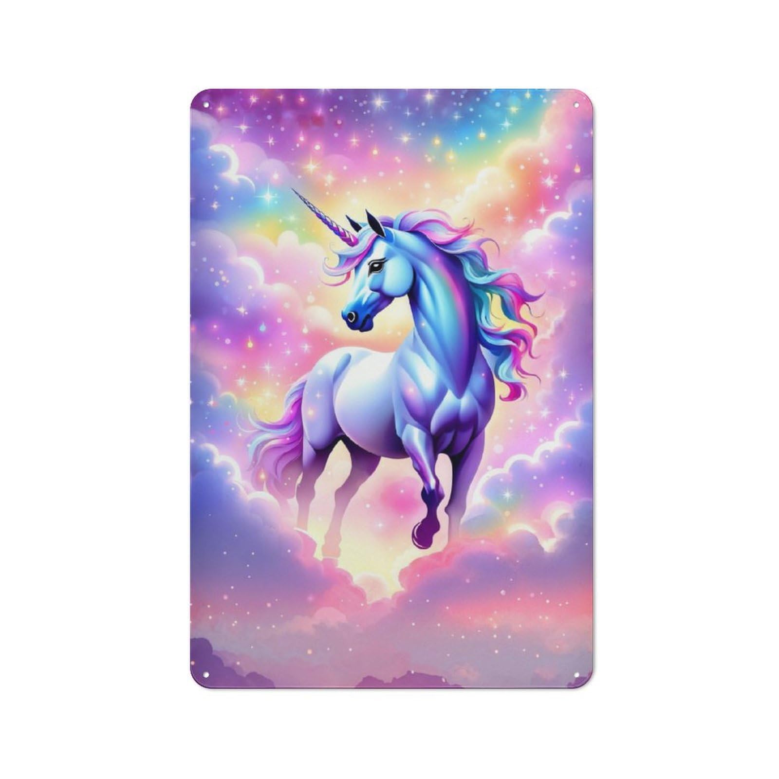 Junmoney Magical Unicorn In The Clo 30X20cm Rustic Metal Sign With For Home Office Or Studio, Gift For Studio Owners During The Christmas Season