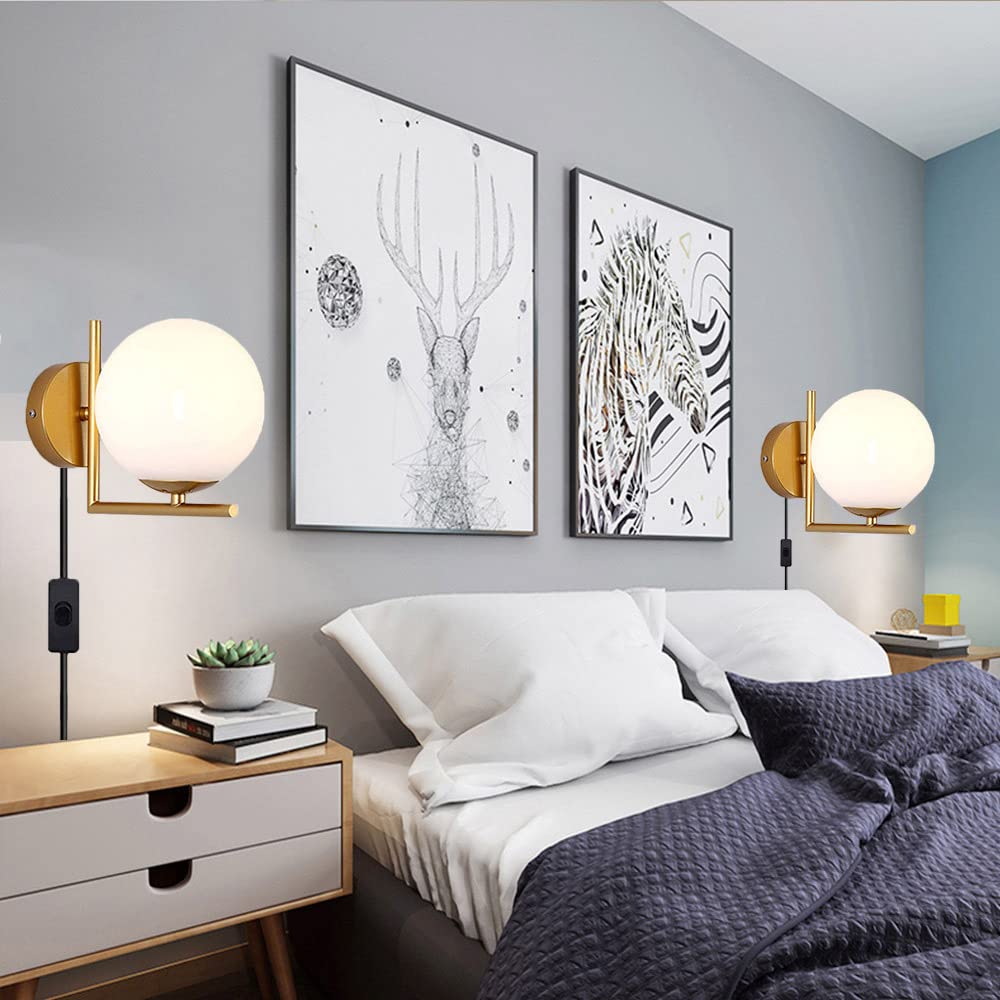 QAREHL Binnenwandlamp, E27 badkamer spiegellamp binnenwandlamp, industriële gouden wandlamp voor slaapkamer, hal, woonkamer, trap