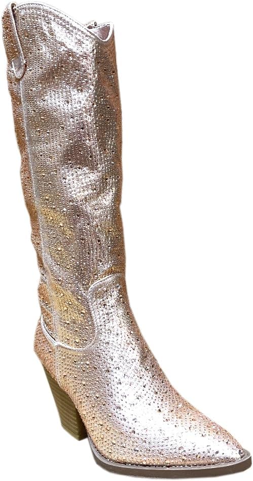 ABSOLEX Women Western Cowgirl Cowboy Pointed Toe Rhinestone Knee High Boots - 第 14/64 張圖片