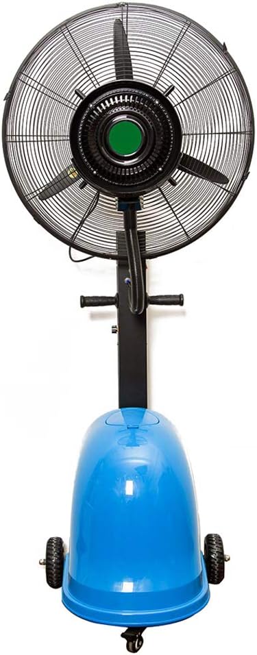 Ventilador con Agua pulverizada de móvil, oscilante y de pie, refrigerado por Agua, Ventilador de pulverización Industrial móvil, montado en el Piso, con Tanque de Agua Azul, Motor con núcleo de COB