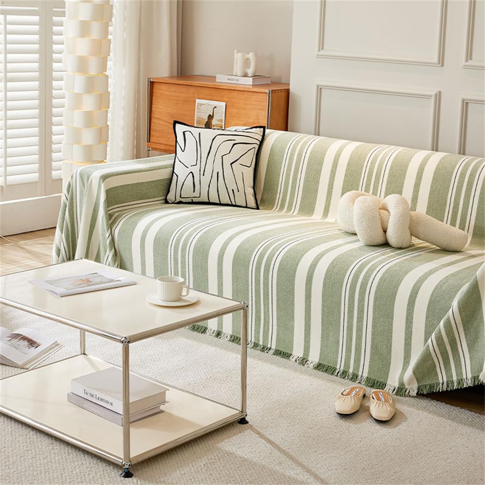 Couverture nordique verte pour cocooning sur canapé et lit de taille L