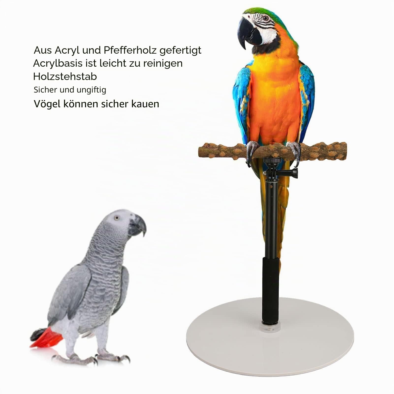 Vogel Spielständer Vogel Sitzstange Spielzeug höhenverstellbar Papageien Spielständer Sitzstangen für Papageien, Sittiche, Nymphensittiche, Sittiche, Aras, Finken, Liebesvögel