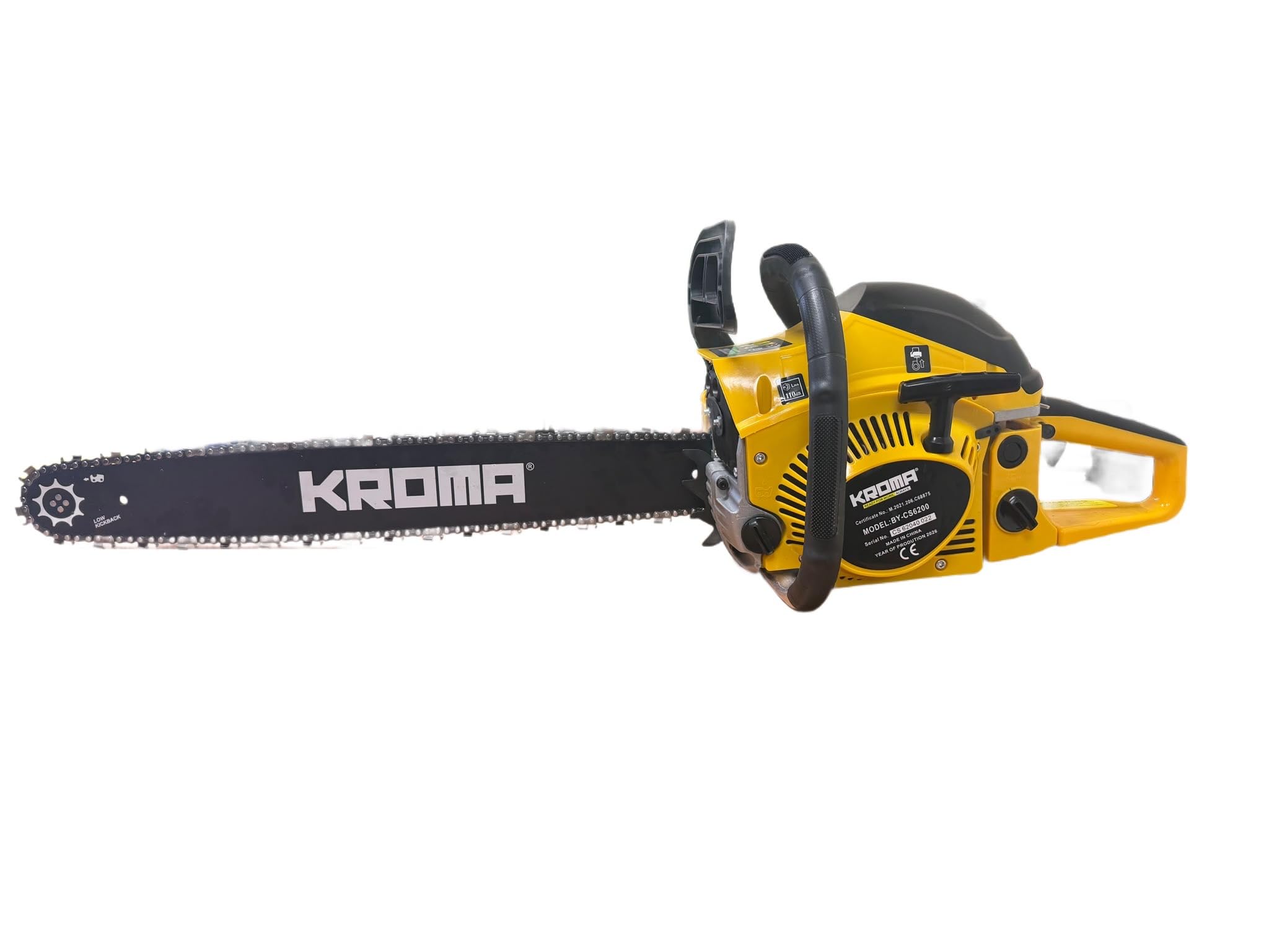 Motosega a Scoppio KROMA 62cc Barra 56cm 22” CE Antivibrazione + Guanti In Omagg