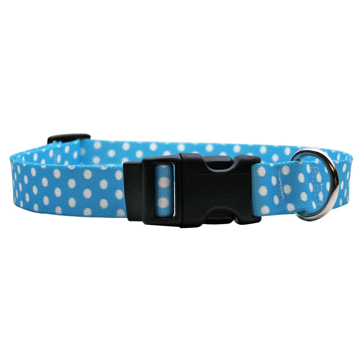 Yellow Dog Design Standard Easy-Snap Collar, New Blue Polka Dot, Small 10" - 14"
