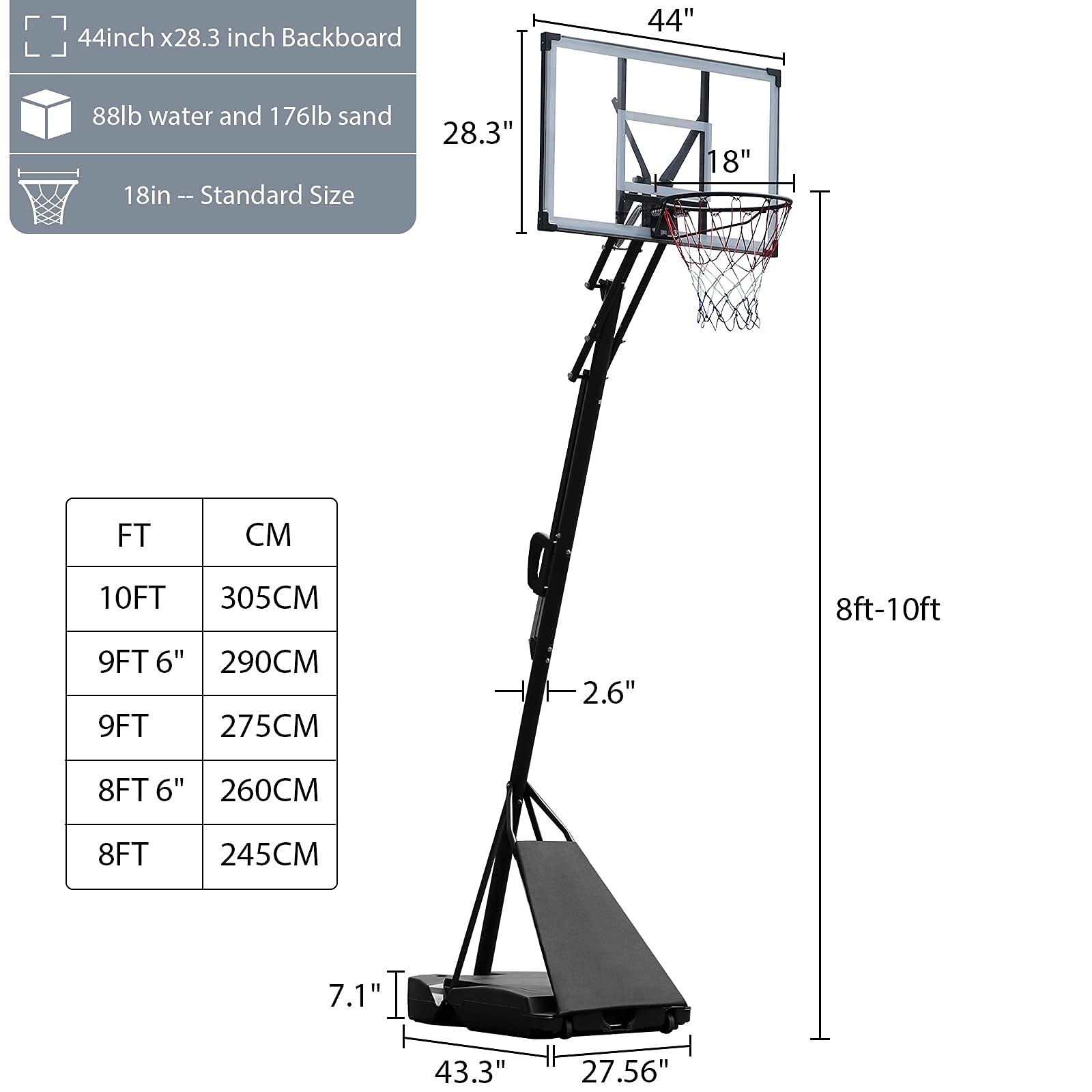 Buy WIN.MAX Portable Basketball Hoops & Goal Outdoor Basketball